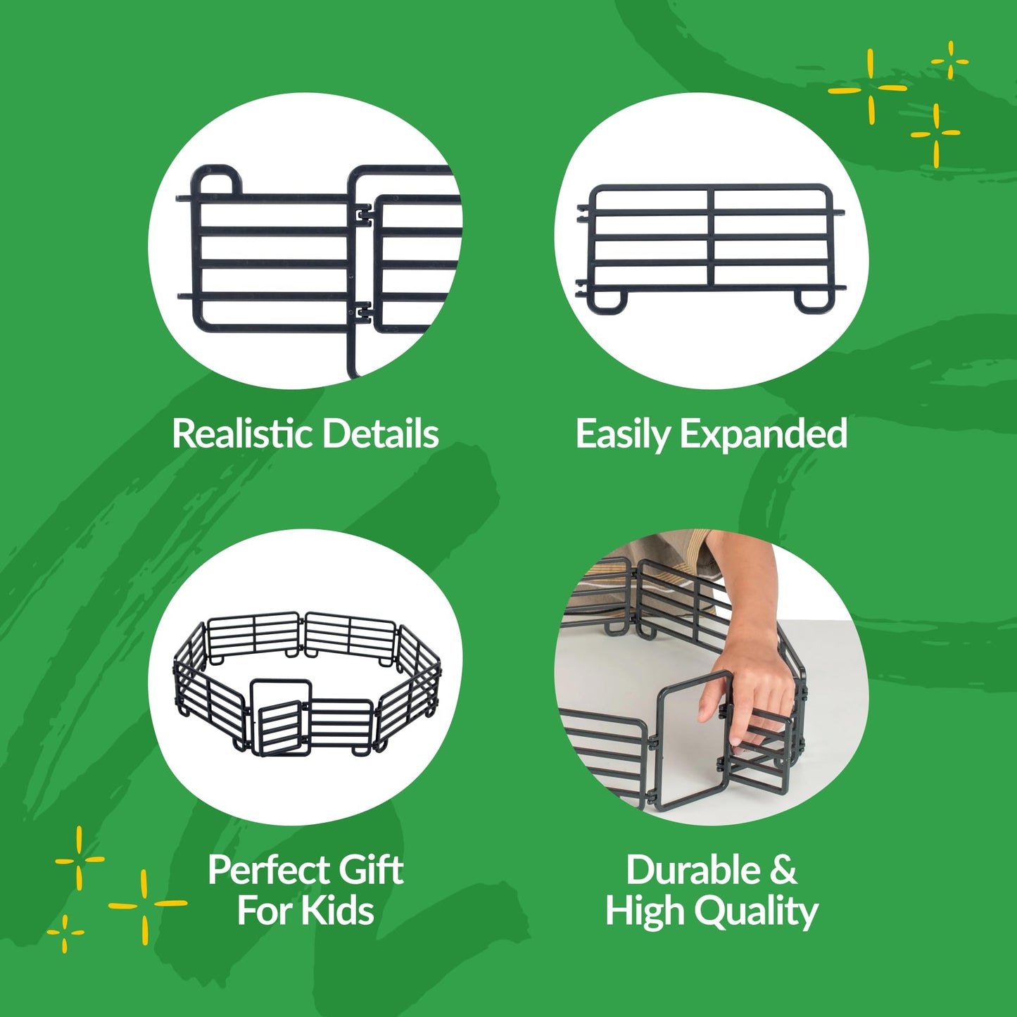 Big Country Toys 7-Piece Corral Fence Panel Set - 1:20 Scale - Farm Toys - Toy Fence Panels