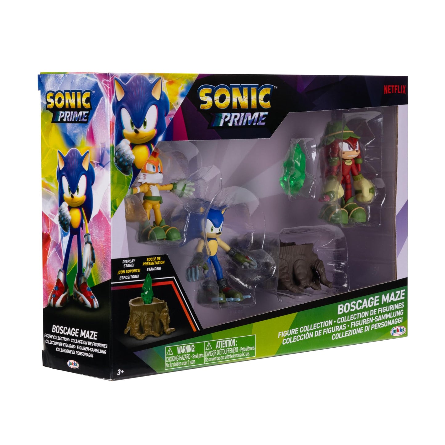 Sonic Prime 2.5-inch Action Figures Bos Cage Maze Themed 5 Pieces: Sonic, Gnarly Knuckles, Mangey Tails, Tree Stump and Green Sh