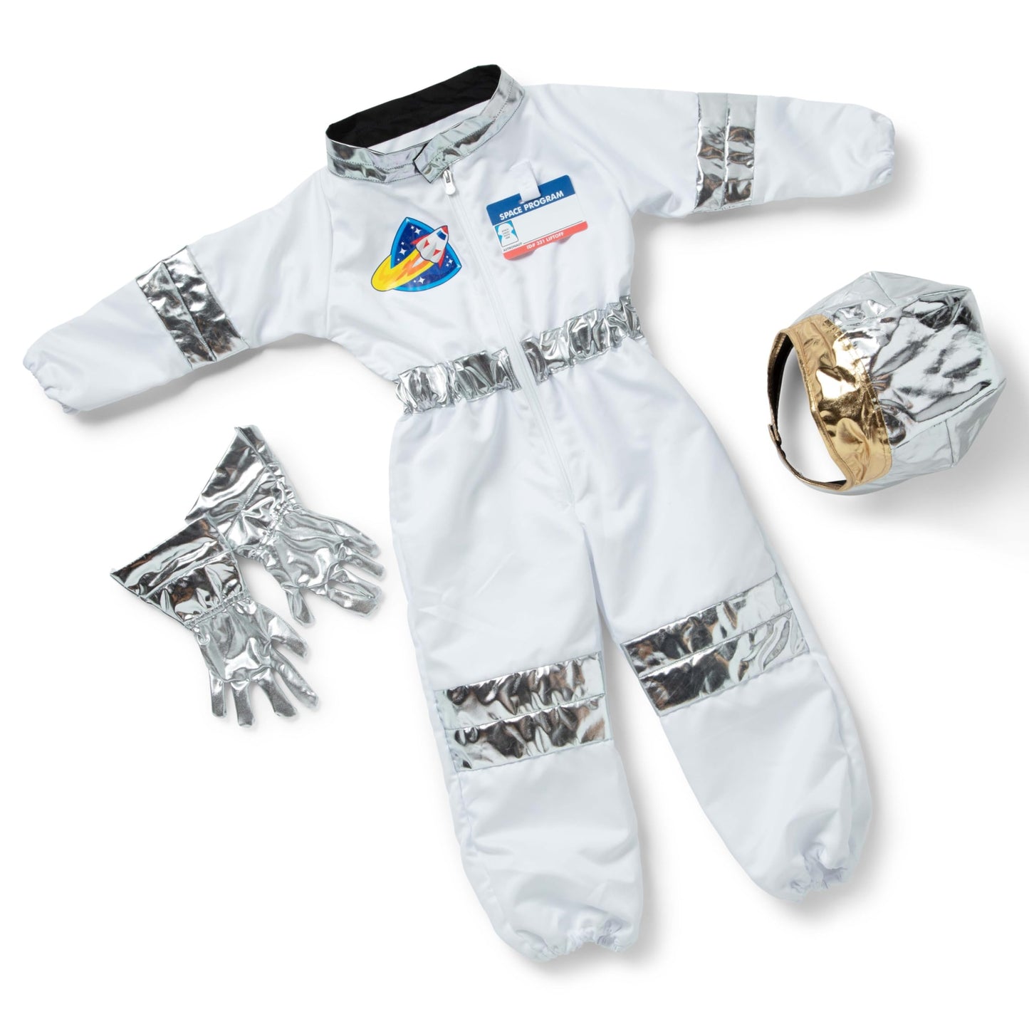 Melissa & Doug Astronaut Costume Role Play Space Set (5 Pcs) - Jumpsuit, Helmet, Gloves, Name Tag Pretend Astronaut Outfit With Realistic Accessories, Costume For Kids And Toddlers Ages 3+