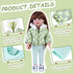 Rakki Dolli Doll Clothes 3 Pc. Set Light Green Grey Plaid Hooded Thick Coat Checkerboard Jacket With Long Sleeve, Warm Doll Outfit Hoodie Snowsuit Fits For 18' Dolls (Doll & Shoes Not Included) 013