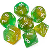 QMAY DND Dice Set -D&D Polyhedral Dice (7 Pcs) for Dungeons and Dragons (Pale Yellow and Green Glitter)