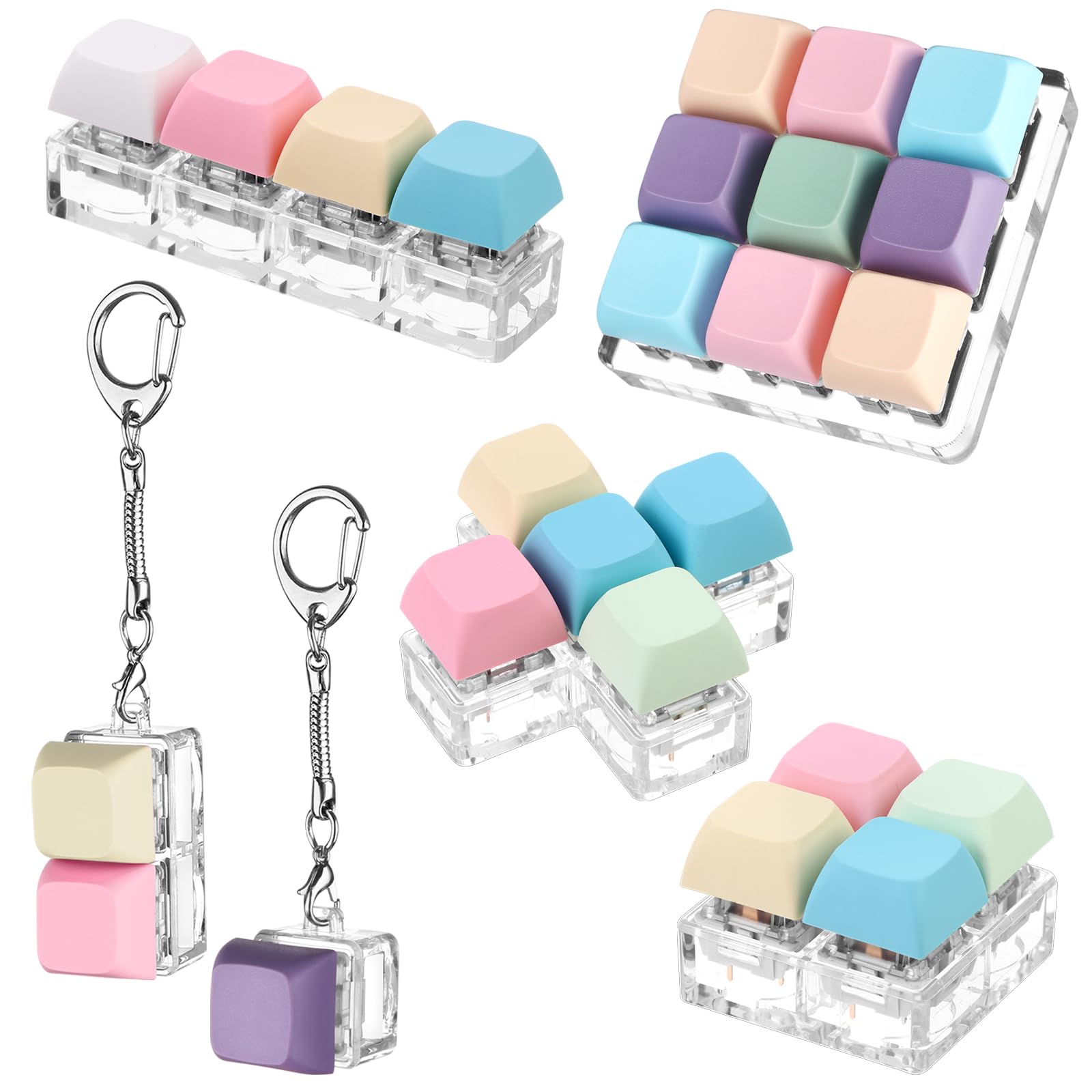 Oppaxf 6Pcs Keyboard Fidget Toy Keyboard Fidget Keychain Decompression Toys Fidget Clicker Keyboard Fidget Keychain Stress Relief Gifts for mature-themed to Relief Stress Pass The Time