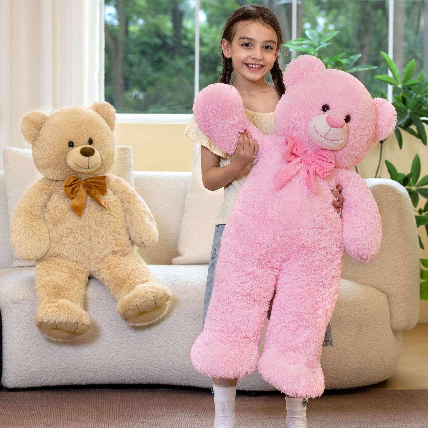 Tezituor Big Pink Teddy Bear Stuffed Animal  36 Giant Plush Bear Toys Baby Shower Decor Christmas Valentines Gifts for Girlfriend Girls Kids