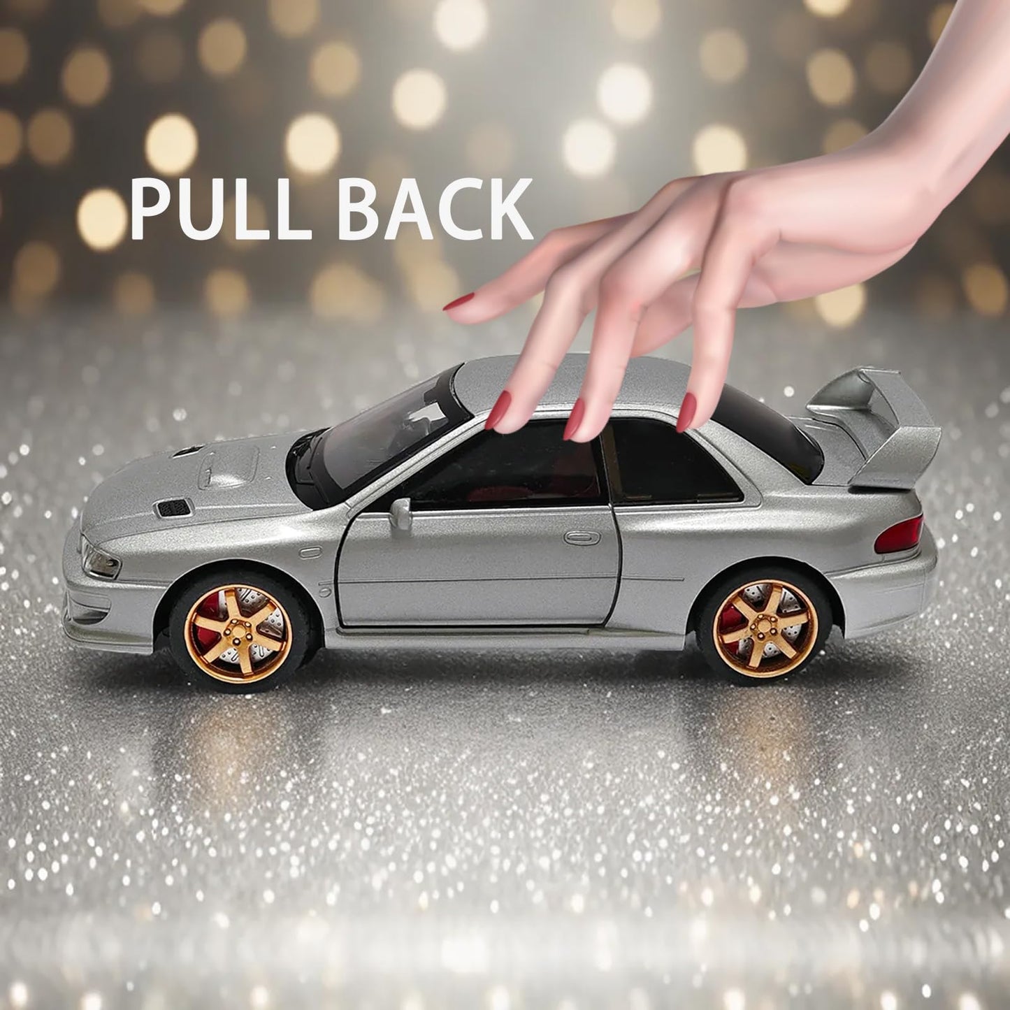 ERBADIHAGO Toy Cars Compatible for Subaru 1998 Impreza 22B Sti Version 1/32 Metal Model Car Pull Back Car Toys with Light and So