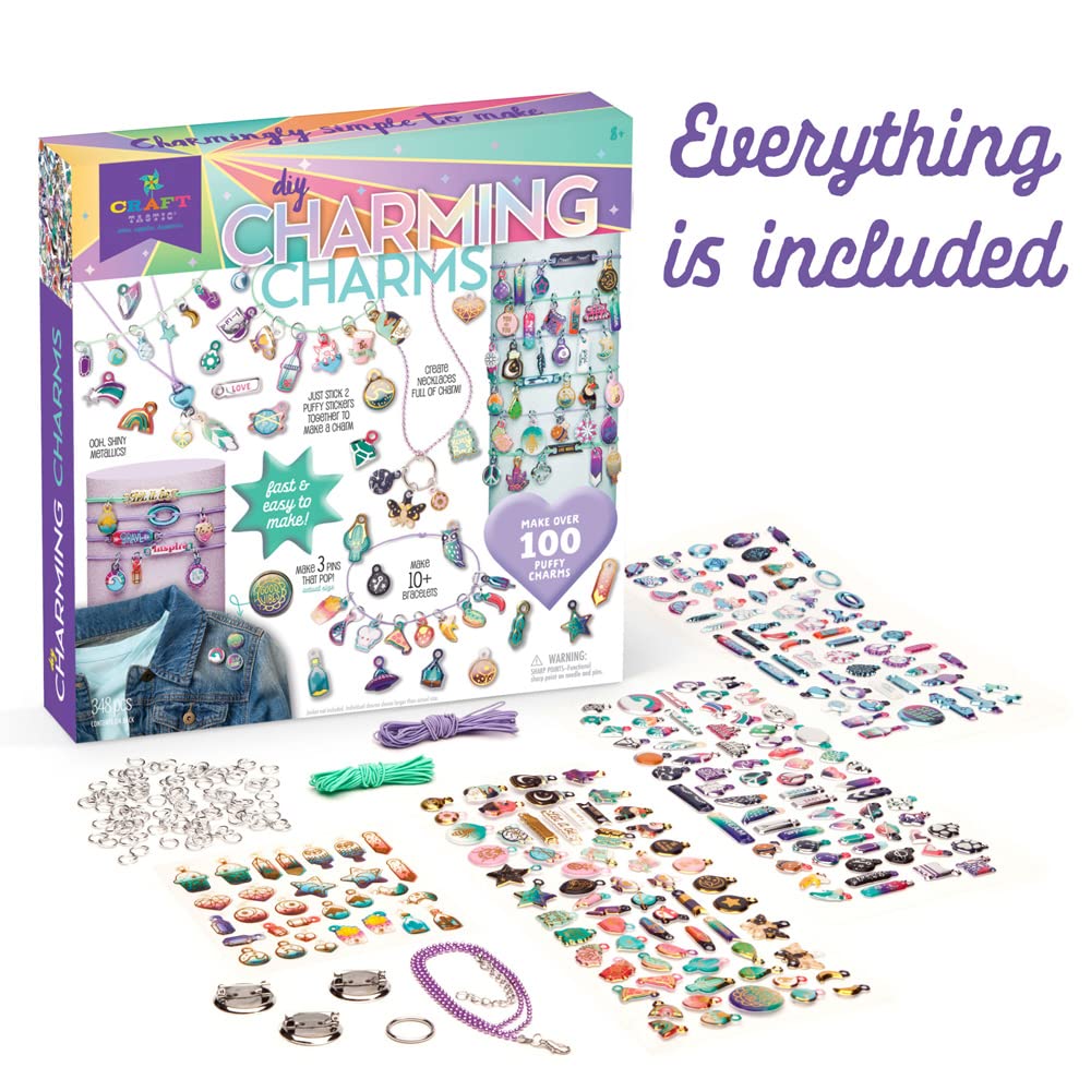 Craft-tastic - Puffy Charming Charms - Designs Pins, Necklaces, and Bracelets - Fun Creative Craft Kit for Ages 8+