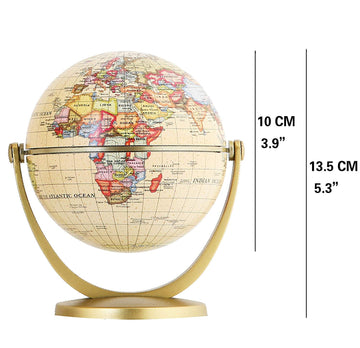 Annova Mini Antique Globe 4 - Brown Vintage Decorative Desktop Globe, Swivels in All Directions, Educational Small World Décor