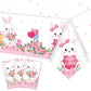 3 Pcs Easter Bunny Party Supplies Tablecloth Bunny Plastic Table Covers Floral Pastel Table Cloth Bunny Themed Birthday Decorati