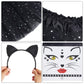 Dxhycc Black Cat Costume Cat Ears Headband Tail Bowtie Tutu And Stickers For Halloween Dress Up Party (Black, 11.8)