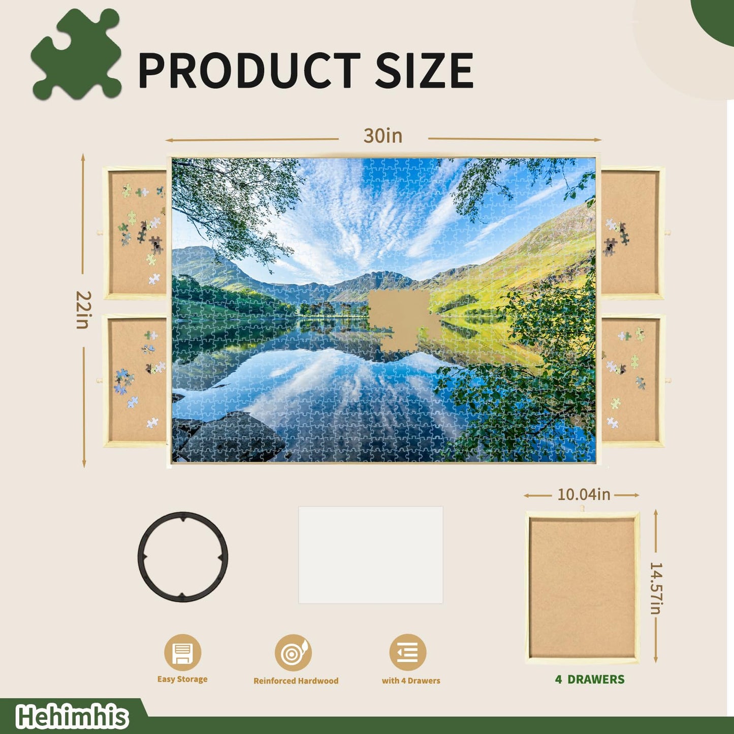 Puzzle Tables With Cover, Expand Size 35'' X 22'' 1000 Piece Jigsaw Puzzle Board,Smooth Plateau Fiberboard Work Surface & Reinfo
