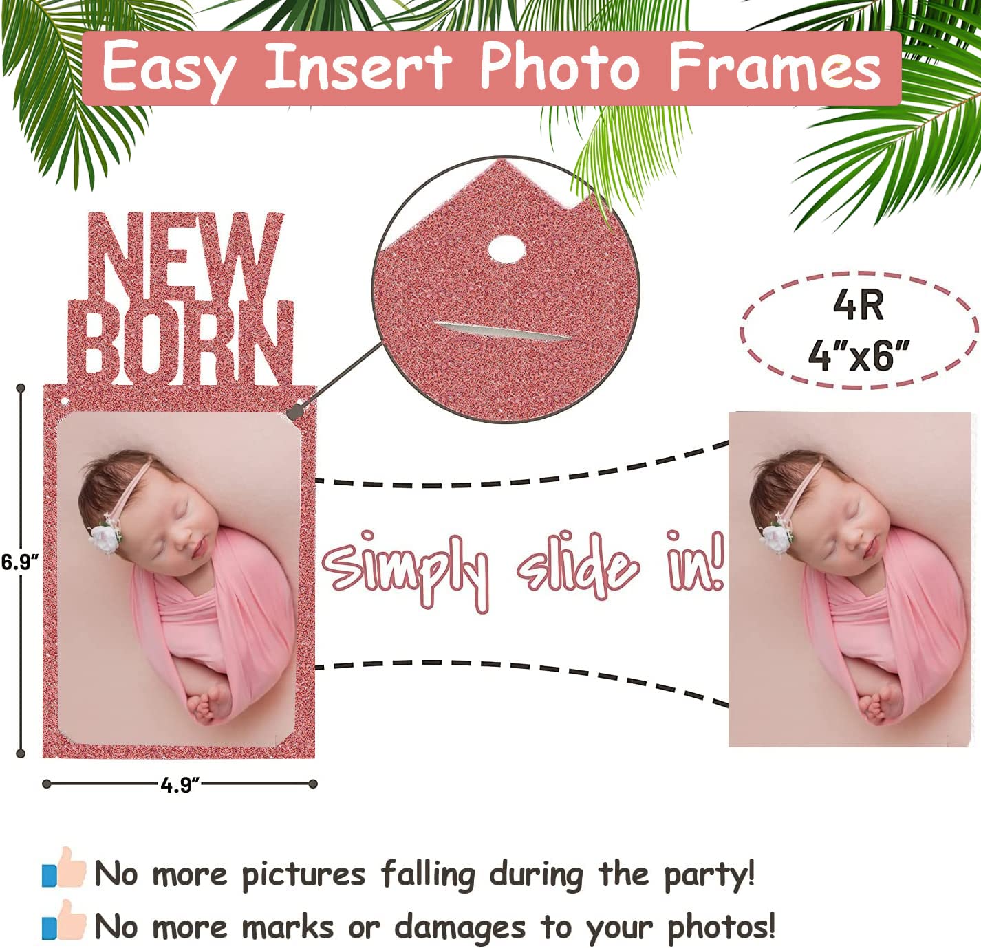 Wild One Birthday Decorations - Rose Gold Glitter She'S A Wild One Banner + Baby 1St Birthday Photo Banner From Newborn To 12 Mo