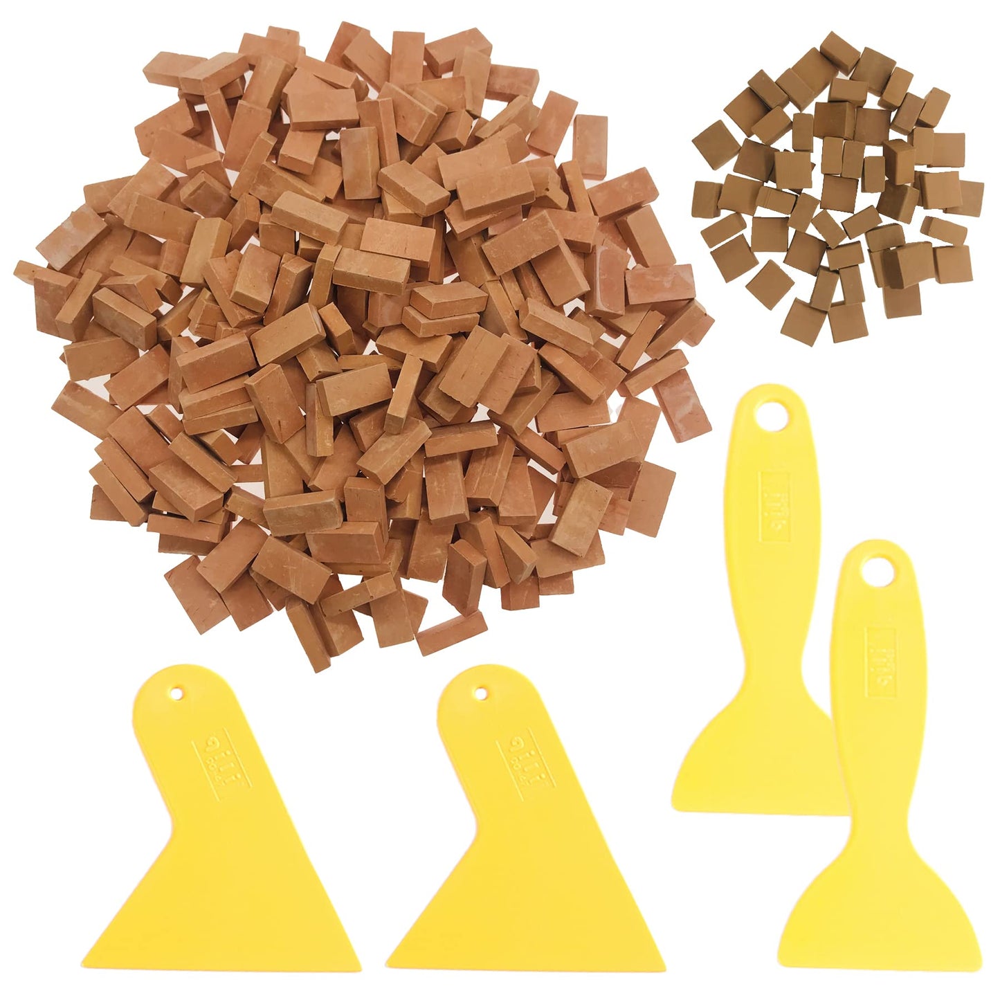 Cayway 300 Pcs Mini Red Wall Bricks Miniature Brick Scale Model Bricks, 2 Size Mini Bricks Model Sand Table Micro Landscape Acce
