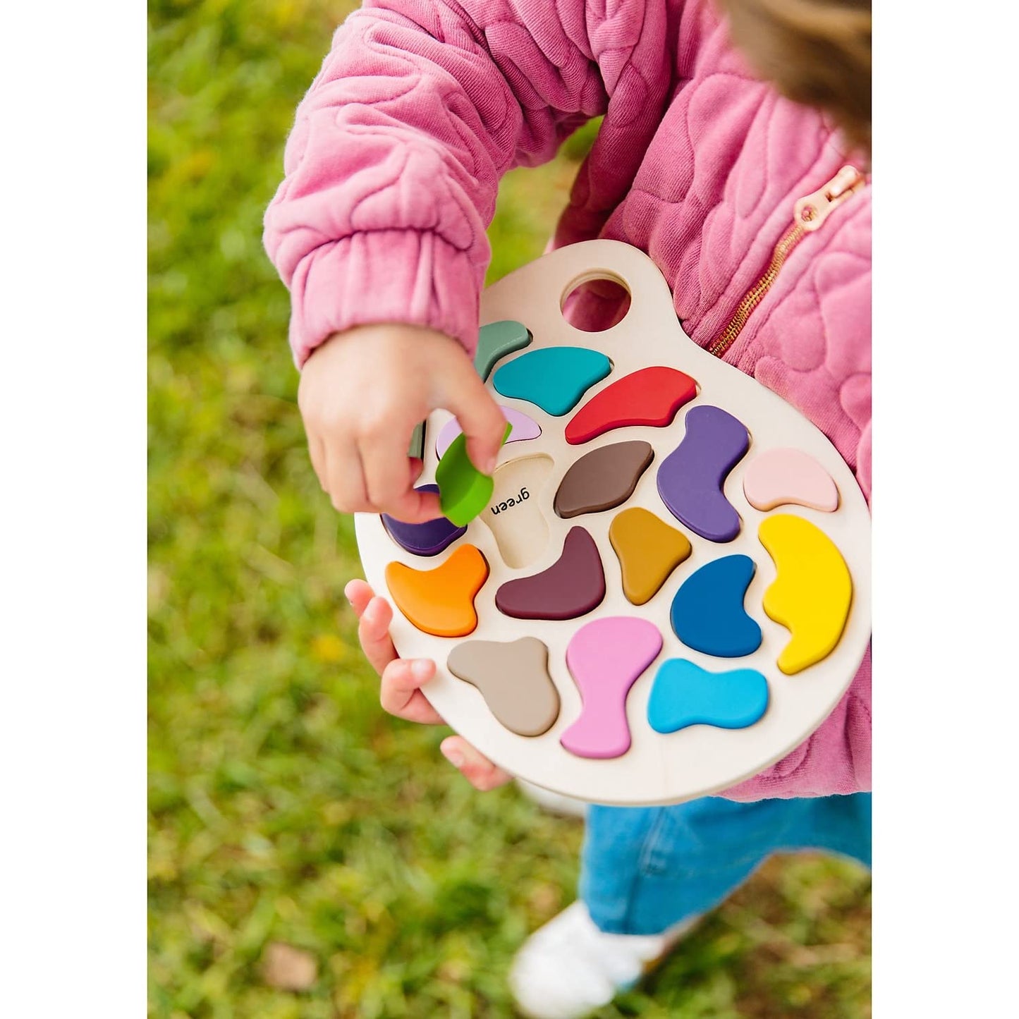 The Freckled Frog Artist Palette Puzzle - Wooden Puzzle For 3, 4 And 5 Year Olds - Practice Color And Shape Recognition - Presch
