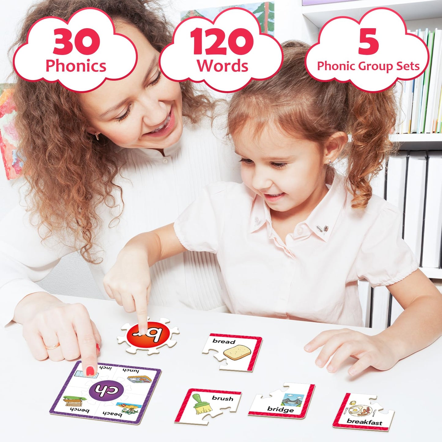 Torlam Phonics Puzzle, Rhyming Games Phonics Games Flash Cards For Kids Toddler, Learn To Read Spelling Reading Sight Words, Digraphs Blends Site Words For Preschool Kindergarten Homeschool Supplies