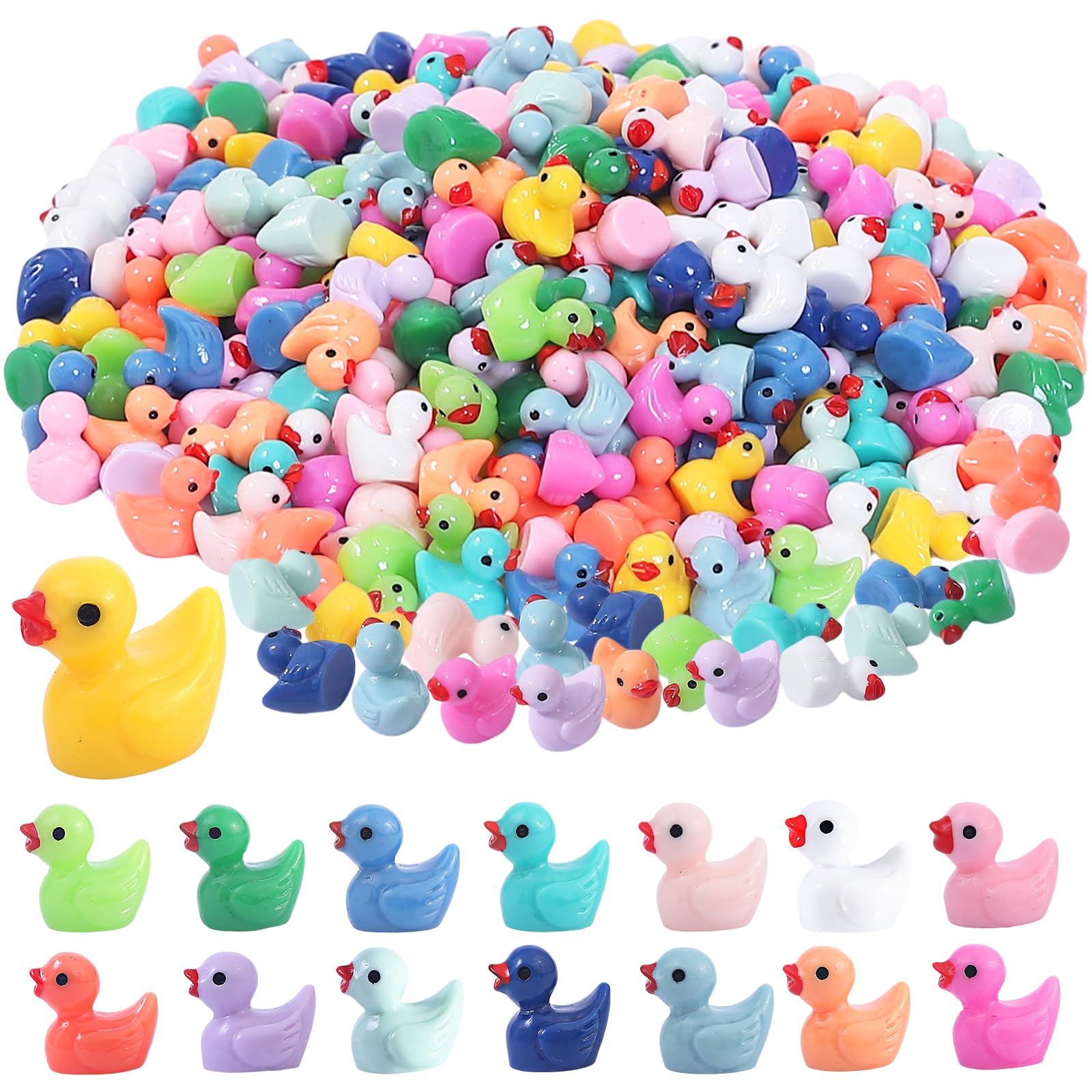 Cozywhimsy Mini Ducks 300 Pack Tiny Duck Figurines Bulk For Miniature Dollhouse Decor Accessories Garden Aquarium Potted Ornamen