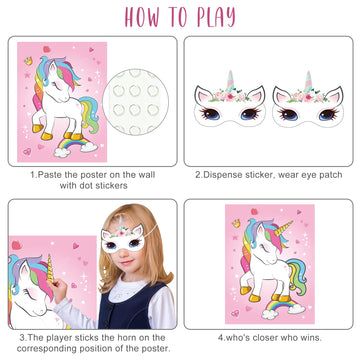 Astaron Pin The Horn On The Unicorn Birthday Party Game With 30 Horns For Unicorn Party Supplies Favors Girls Rainbow Party Decorations, Pin The Tail Game For Christmas
