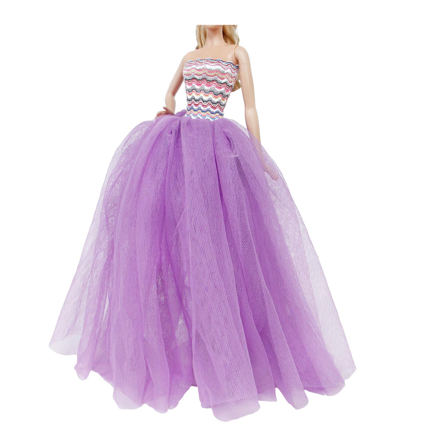 Bjdbus 11.5 Inch Girl Doll Clothes Purple Trailing Lace Wedding Dress With Veil