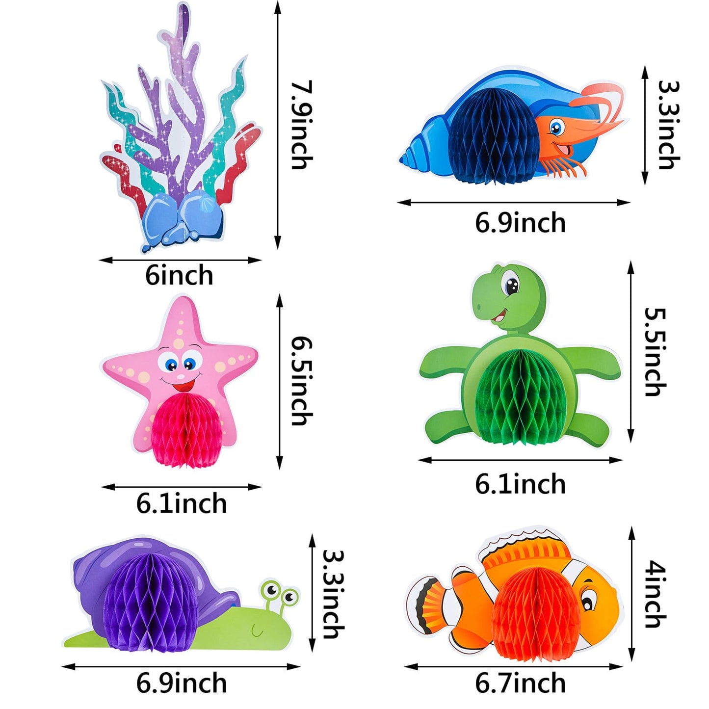 12 Pieces Under The Sea Party Decorations Ocean Sea Animal Honeycomb Centerpiece Ocean Themed Party Table Decoration Fish Sea Cr