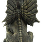 Ebros Gift Muscular Stoic Lion Gargoyle With Griffin Wings Crouching On Pedestal Decorative Statue 6.5' Tall Medieval Cathedral Castle Rooftop Gothic Figurine
