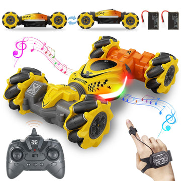 TIOYOTY RC Stunt Car, 2.4Ghz Remote Control Sensor 4WD Offroad Car, High Speed Drift 360 Rotating Twist Toy Car with Music Light