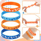 Landical 24 Pcs Blue Dog Party Favor Blue Navy Brown Tan Orange Paw Patterns Silicone Bracelets Dog Birthday Decorations For Wed