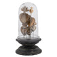 Decorative Tin Sacred Hearts On Wood Pedestal With Glass Cloche