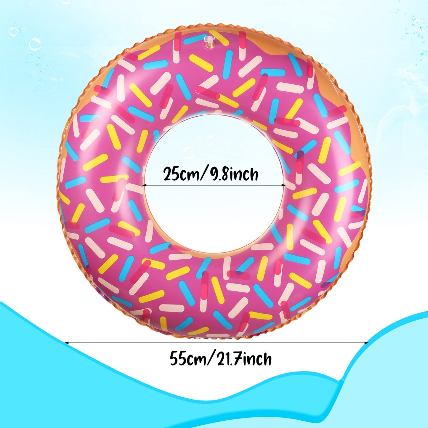 8 Pcs Kids Inflatable Donut 21.7 Inch Sprinkle Donut Pool Floats Doughnut Inflatable Swim Tube Swimming Ring Colorful Beach Part