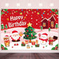 LDWLYW Christmas Birthday Backdrop Happy Birthday Christmas Banner Backdrop for Girls Kids Red Christmas Birthday Party Decorati