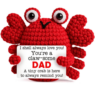 Gifts for Dad Father from Daughter Son Positive Crochet Crab Emotional Crochet Animals Mini Handmade Birthday Gift for Christmas Thanksgiving Halloween