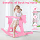 Belleur Wooden Rocking Horse For Toddler 1-3 Year Old, Baby Wood Ride-On Toys With Removable Fence For Indoor & Outdoor Activiti