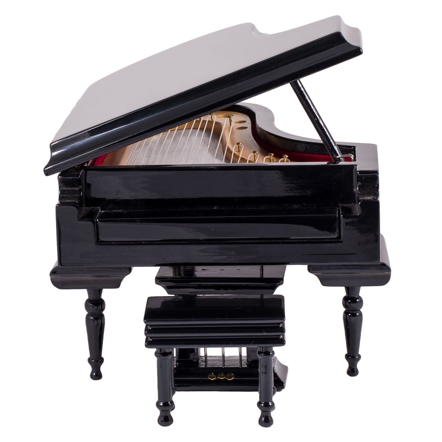 Broadway Gifts Black Baby Grand Piano Music Box With Bench And Black Case
