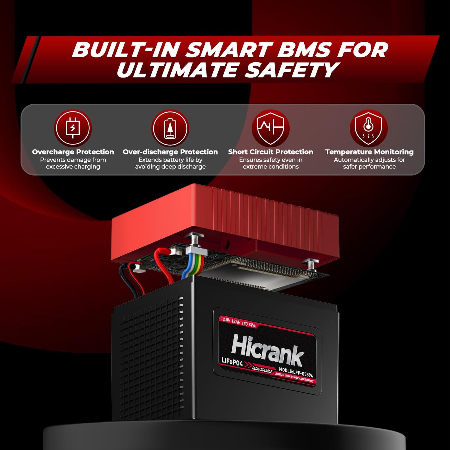 Hicrank Lithium Lifepo4 Power Wheels Ride On Toy Replacement Battery 12V 12Ah,2X Acceleration Capability, (Charger Included) Rec