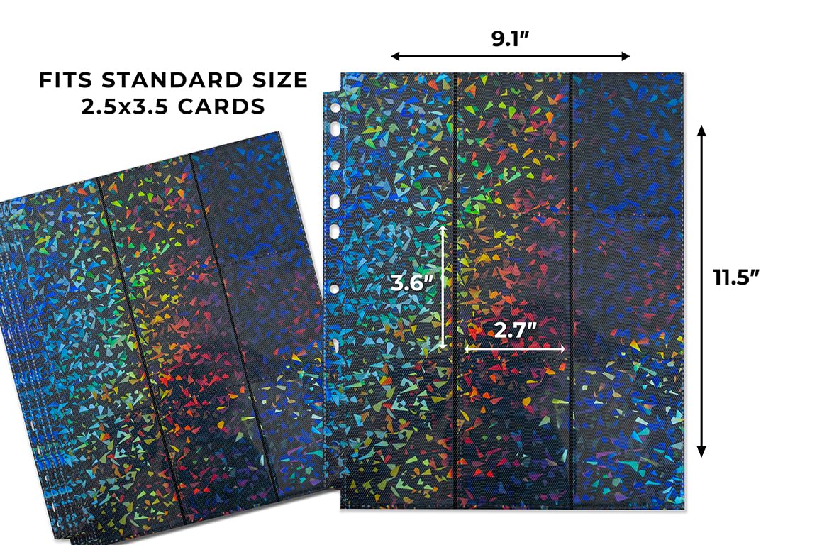 540 Pocket Card Sleeves Black Holographic 9 Pocket Card Sleeves For Trading Card Binders Tcg - For 3 Ring Binder Baseball Cards