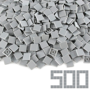 Light Bluish Gray 2×2 Tile ×500 Parts And Pieces Flat Moc Bricks, Bulk Building Blocks For Smooth Surface Wall Floor, Toy Accessories Compatible With Major Brands