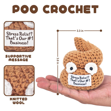 Positive Crochet Poop - Cute Stress Relief Toy - Poo Gag Gifts for Men  Women  Kids  Funny Gift for mature-themeds  Dad  Friends  Brother - White Elephant Gifts for mature-themed  Funny Stocking Stuffers for Men