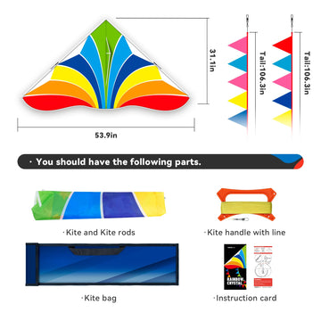 Colorful Rainbow Crystal Kite for mature-themed and Kids Easy to Fly Kites for Kids Ages 8-12 Outdoor Fun Sports Beach Children Toys Kites (Rainbow Crystal  1)