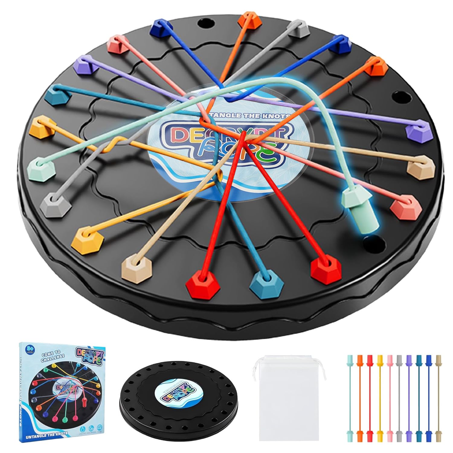 Yeopopshop Rope Untangling Puzzle Game for Family Fun, Multi-color, 3 ...