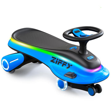 ZIFFY 45W 5.5A Light-Up Electric Wiggle Car with Pedal, Rechargeable Battery, 2-in-1 Swing Car, 2 Speed Ride-On Toy, Anti-Rollov