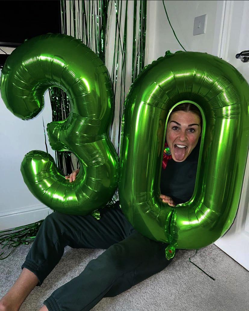 Green Number Balloon 40 Inch, 0 Number Balloons, 10 20 30 40 50 Numbers Balloon Birthday Decorations, Green Party Supplies For W