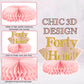 9Pcs 40Th Birthday Decorations Pink Rose Gold Honeycomb Centerpieces For Women,Happy 40Th Birthday Table Centerpieces Party Supp