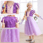 Luzlen Purple Princess Costume For Girls Toddler Rapunzel Dress With Wig Halloween Birthday Party Outfit For Kids, 5-6 Years(Label 130)