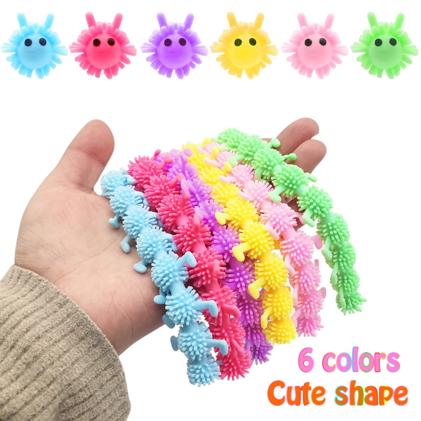 Dshengoo 18 PCS Stretchy String Fidget Toys - Rubber Sensory Stress Relief for Kids & Adults, Goodie Bag Fillers, Party Favors