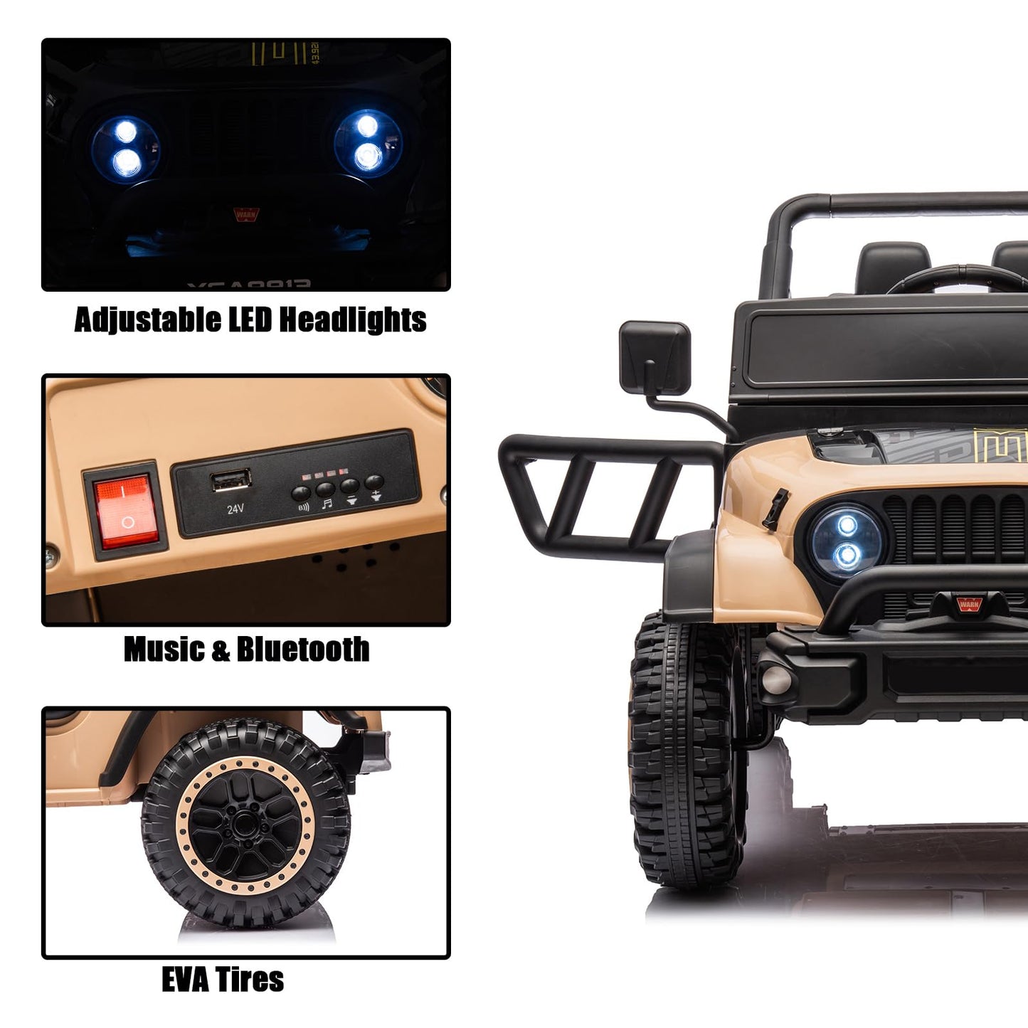 Postack 24 Volt Ride On Car With Parental Remote Control, 4X4 Battery Powered Electric Vehicle, 4Wd Ride On Utv Toy For Kids To