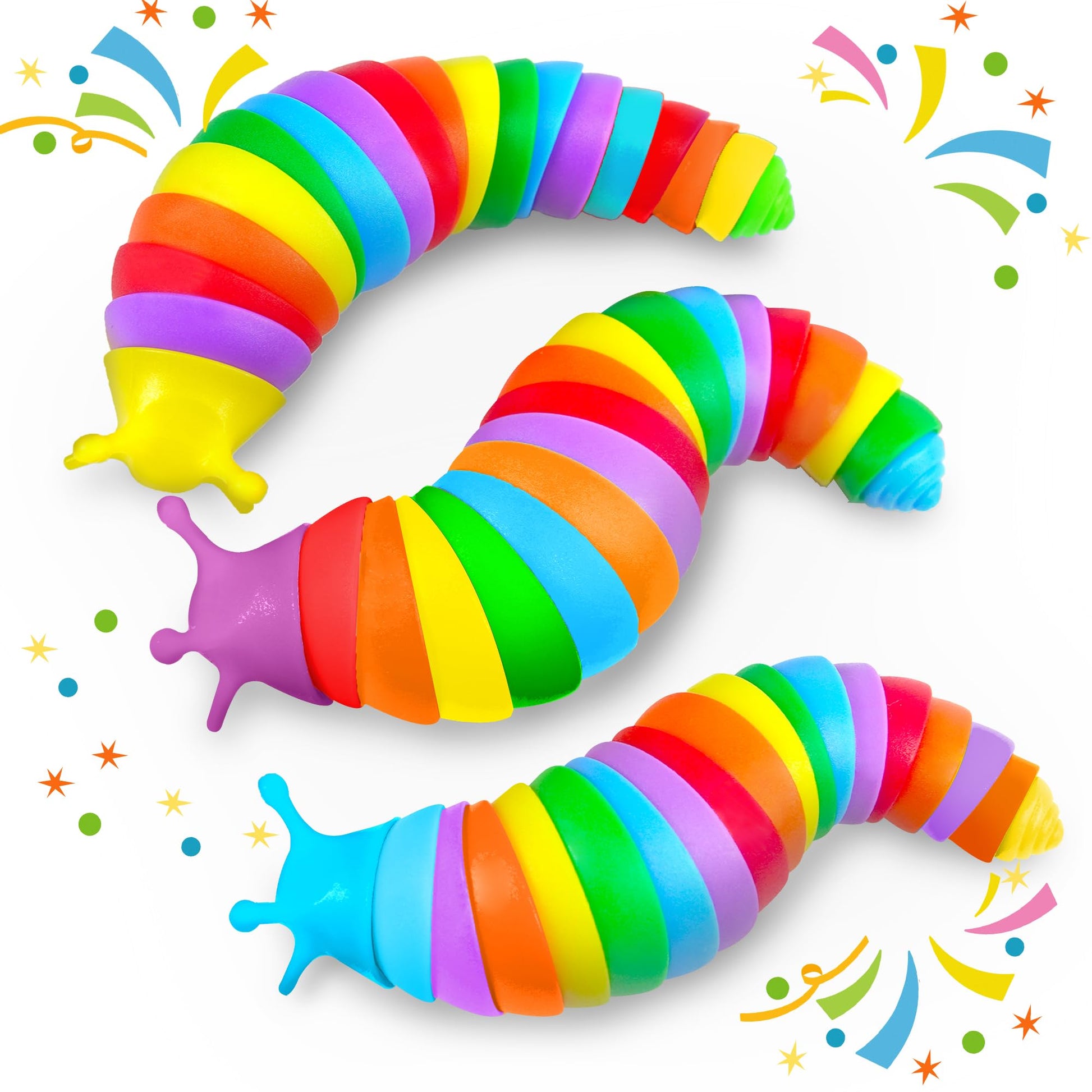 Large Fidget Slug Pack 3PCS for Toddler Kids  Baby Air Travel Activities Road Trip Car Toy ASMR Sensory Toys Restaurant Figette Worm Gift for Girl Boy mature-themed Autism Autistic ADHD Caterpillar Stim