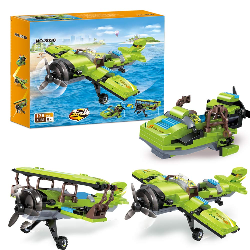 Brick Story 3In1 Propeller Airplane Building Blocks Toy Fighter Jet Building Set For Kids Age 6 And Up (178 Pcs)