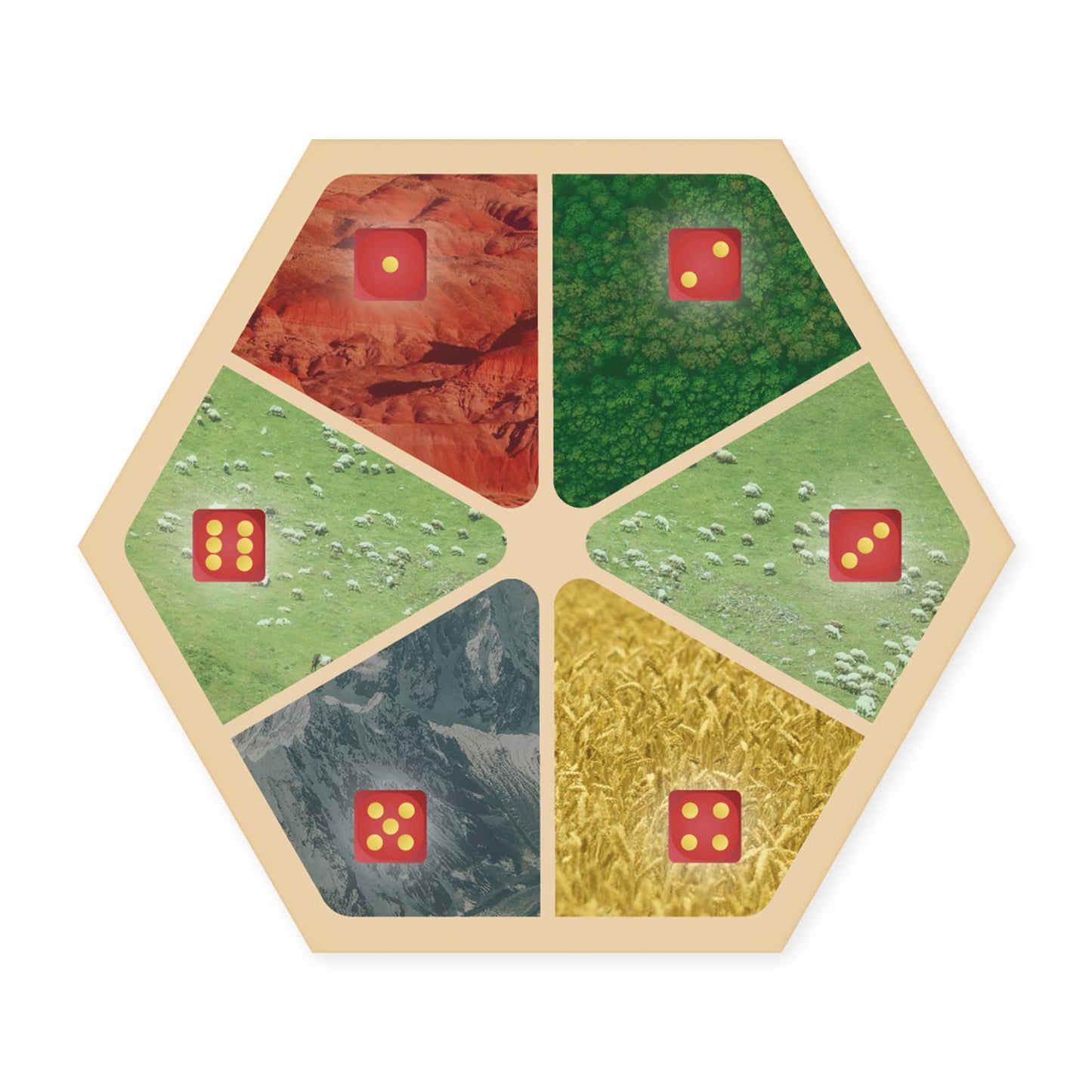 Tabletop Monthly Amalgam Multi-Resource Replacement Hex Scenario compatible with Catan's Settlers of Catan, Seafarers, Cities an