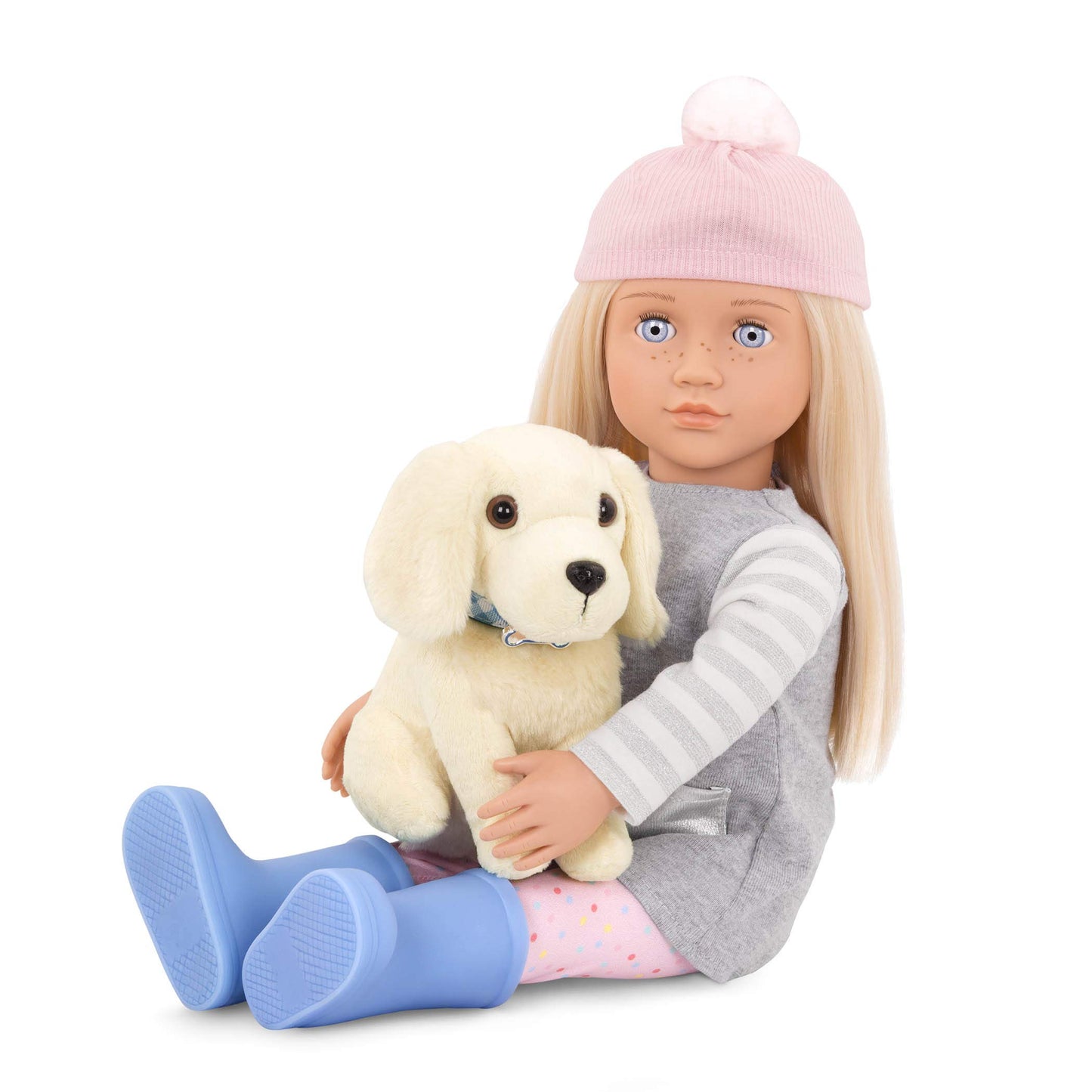 Our Generation Meagan Play Doll Set with Dog, 18 inch Pink Plastic, Model RXZER24, for Toddlers 3 Years and Up