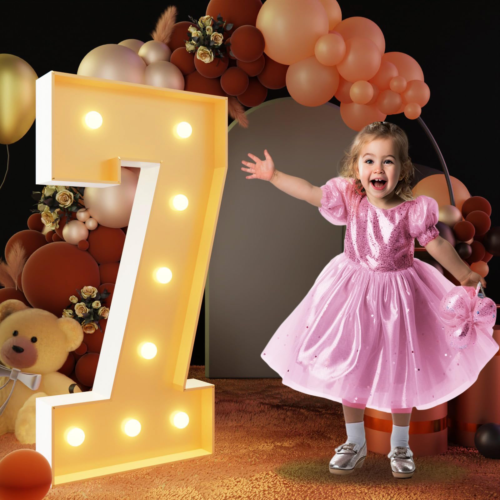 Imprsv 3Ft Light Up Numbers, Marquee Numbers For 70Th Birthday Decorations Anniversary Party Decor, Mosaic Numbers For Balloons