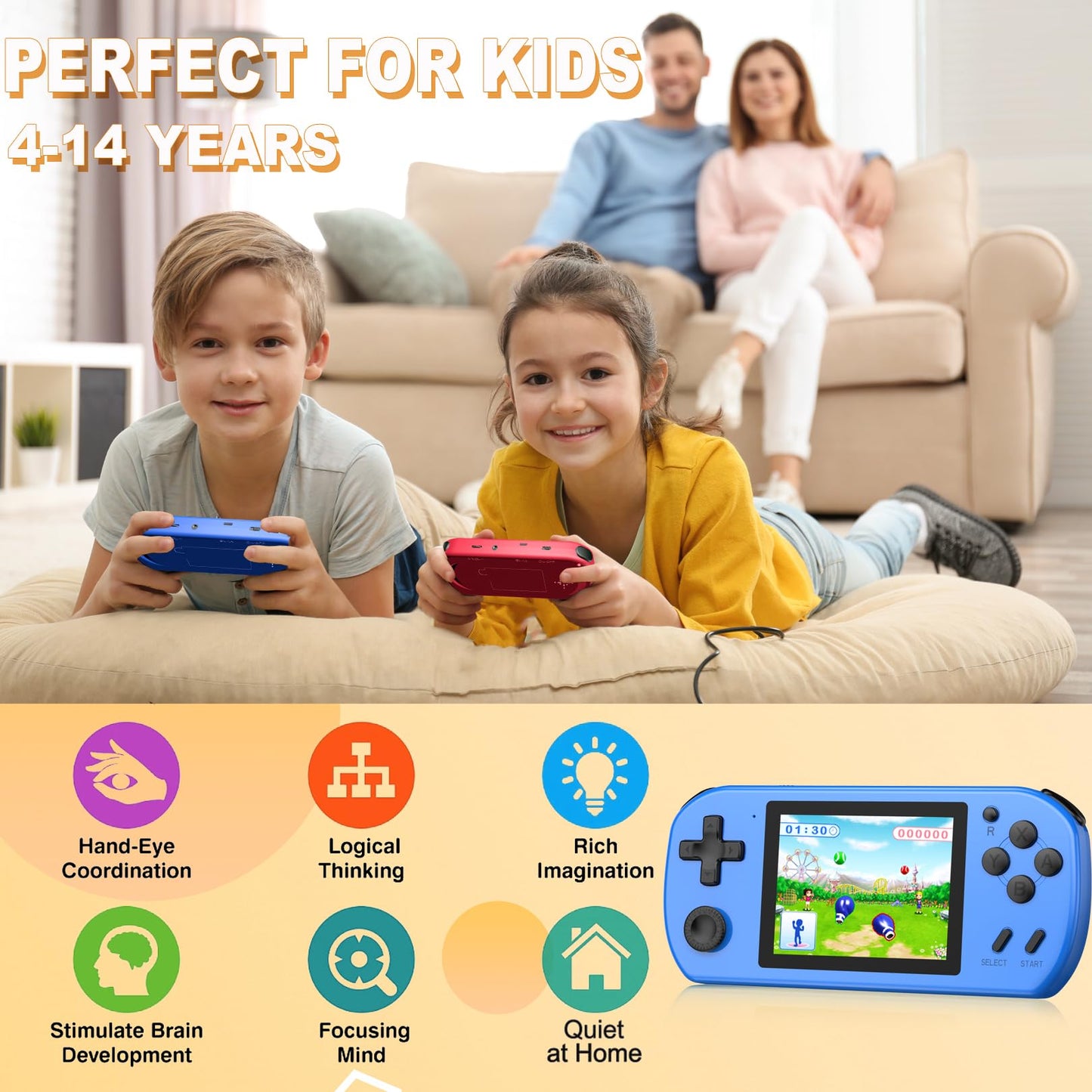 Culageimi Handheld Game Console For Kids Adults Built-In 270 Retro Video Games, Portable Gaming System With Rechargeable Battery
