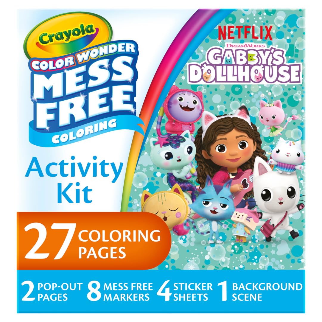 Crayola Color Wonder Gabbys Dollhouse Activity Kit, Mess Free Coloring Set for Toddlers, Kids Toys, Gifts for Girls & Boys, 3+