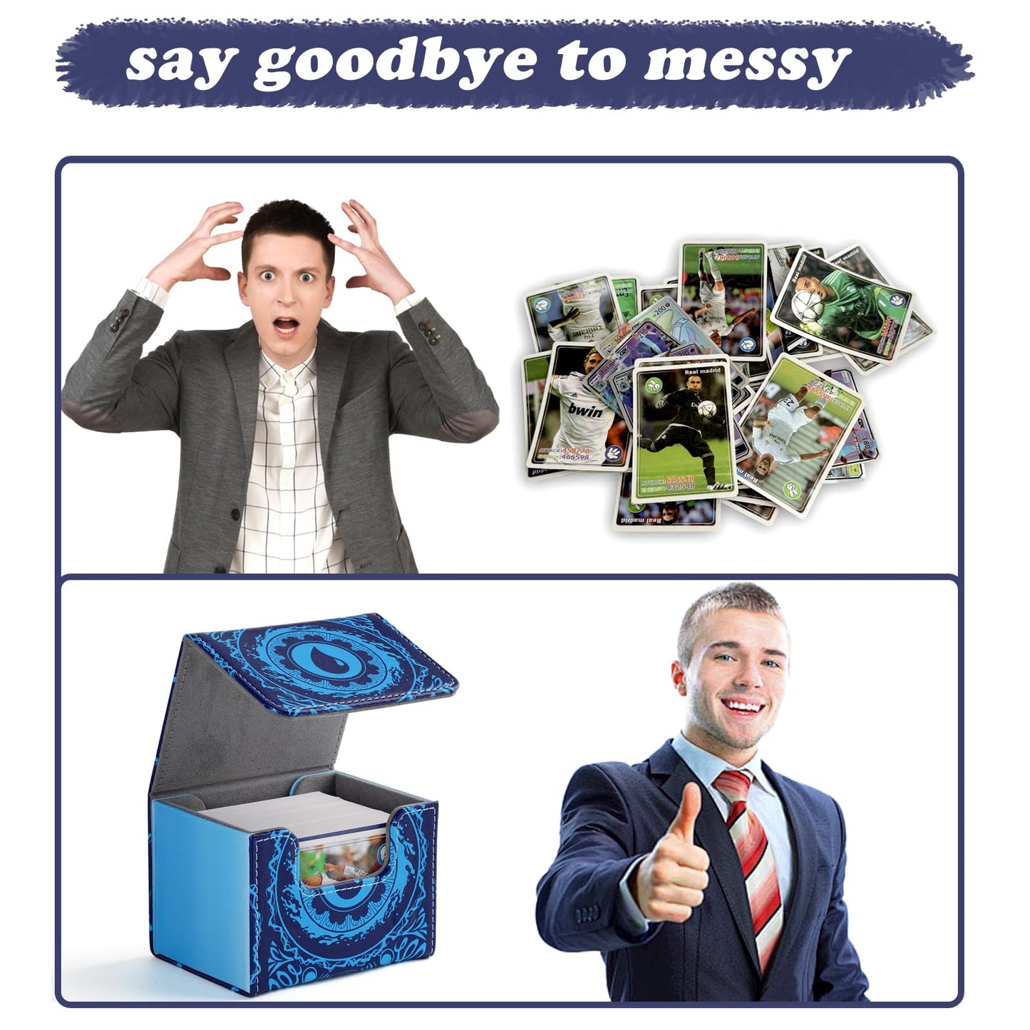 Deck Box for MTG Cards  Trading Commander Deck Case Holds 120+ Sleeved Cards  PU Leather Magnetic Collectible Card Storage Box Fits for TCG Magic Card (Blue)